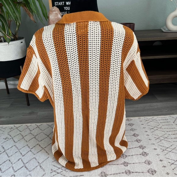 THE DOMINICA CROCHET SHIRT - BURNT SIENNA STRIPE - Picture 3 of 7